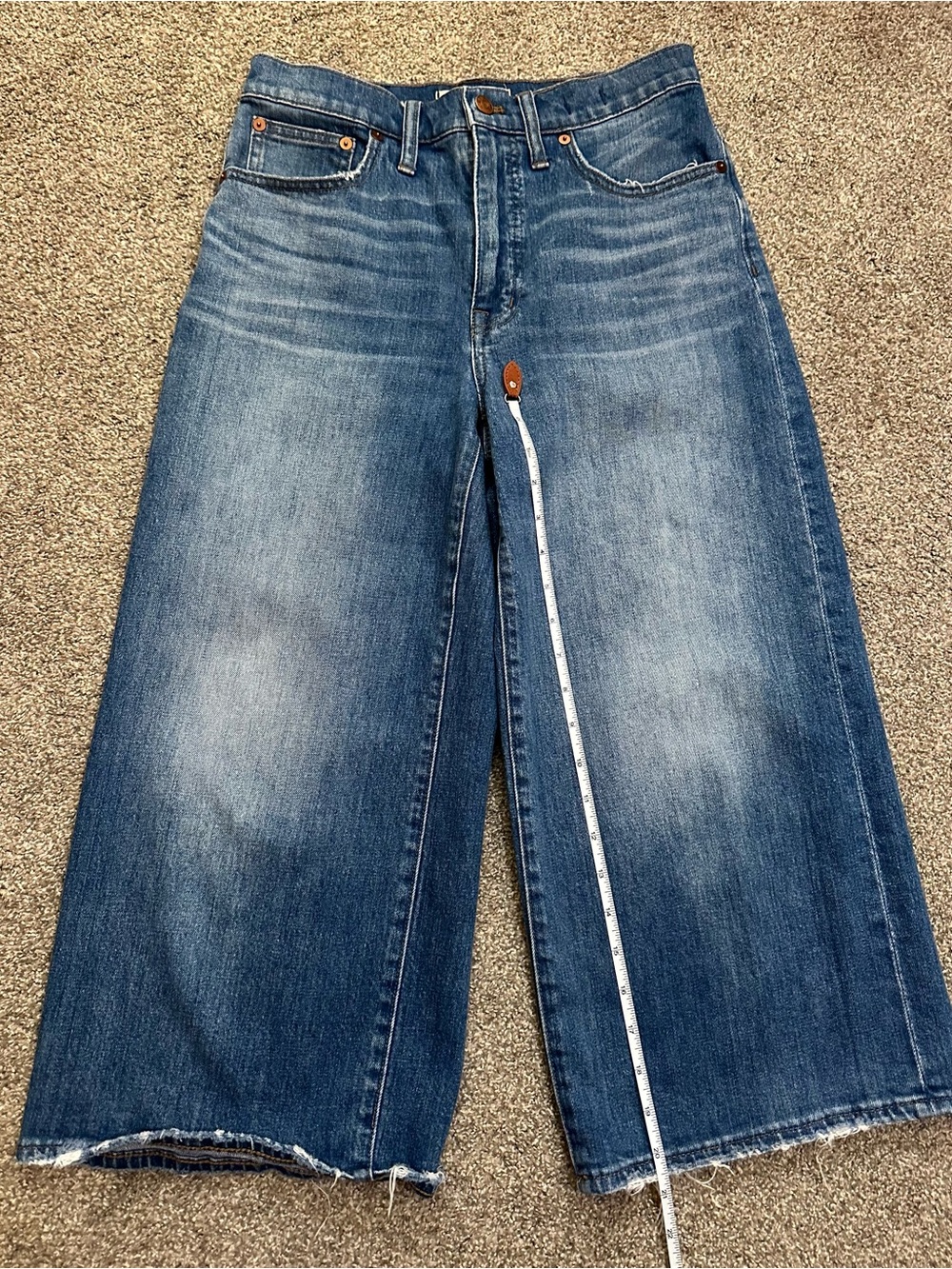 Madewell Wide Leg Crop Jeans Blue Denim High Rise Culottes Women’s Sz 27 Preppy - Picture 9 of 10